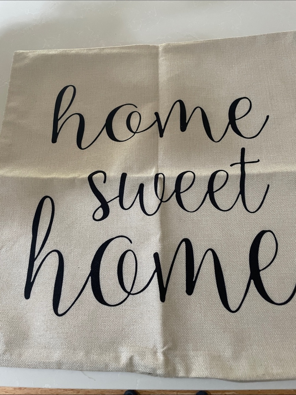 Home Sweet Home Beige Accent Pillow Cover with Black Script